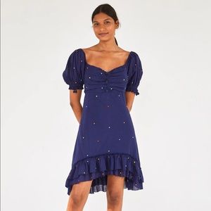 Farm Rio Navy Embroidered Dress